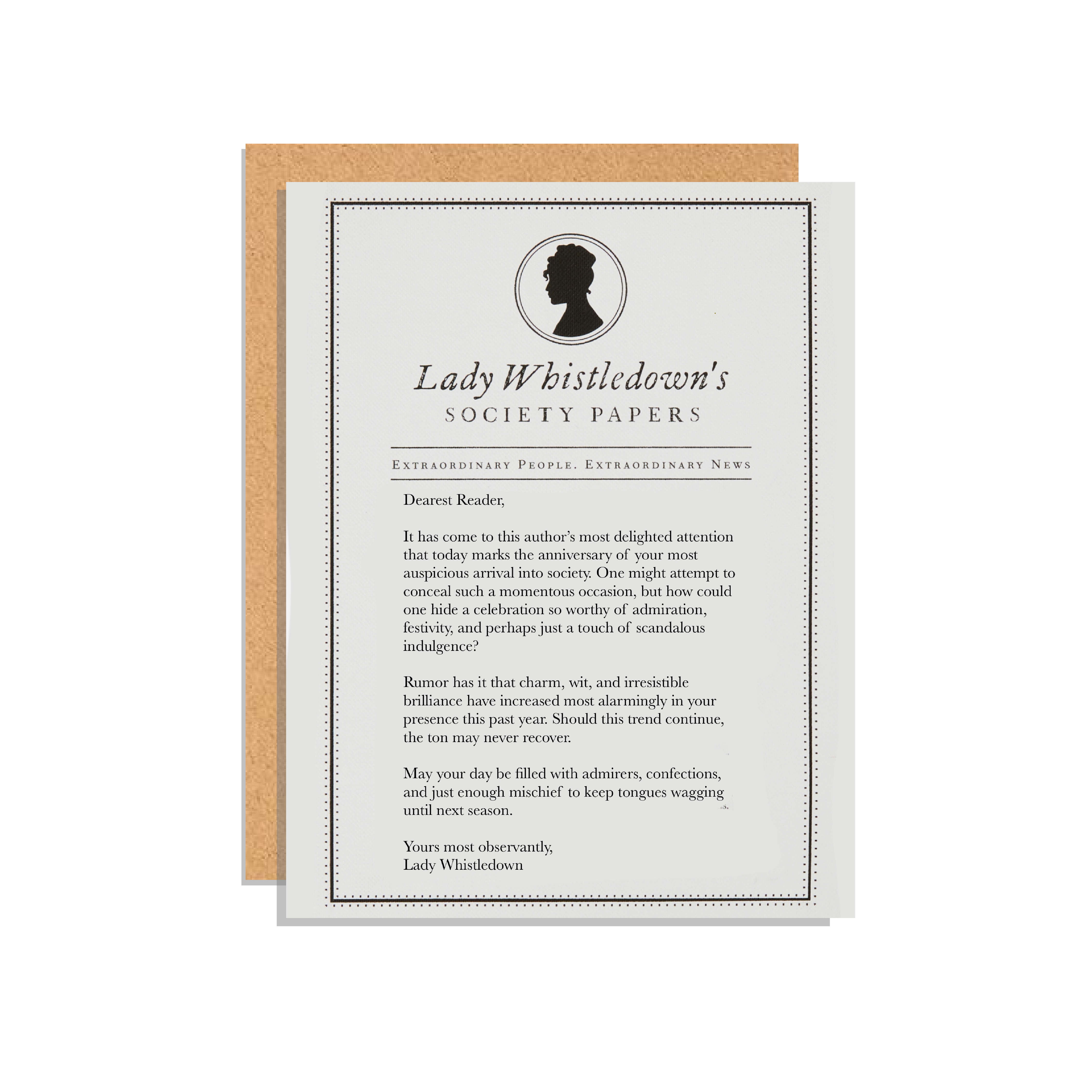 Regency Gossip Paper Birthday Card – Paper Rings Press