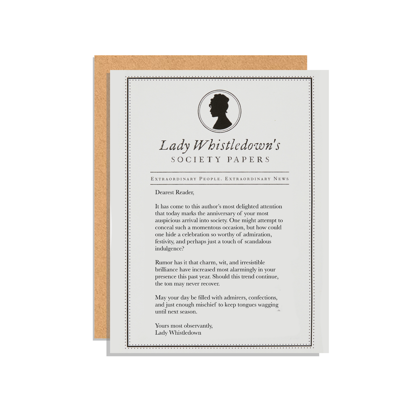 Regency Gossip Paper Birthday Card